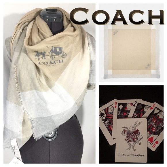 New Coach Windowpane Light Weight Scarf - Picture 1 of 7